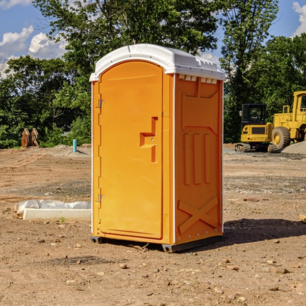 can i customize the exterior of the porta potties with my event logo or branding in Little Meadows